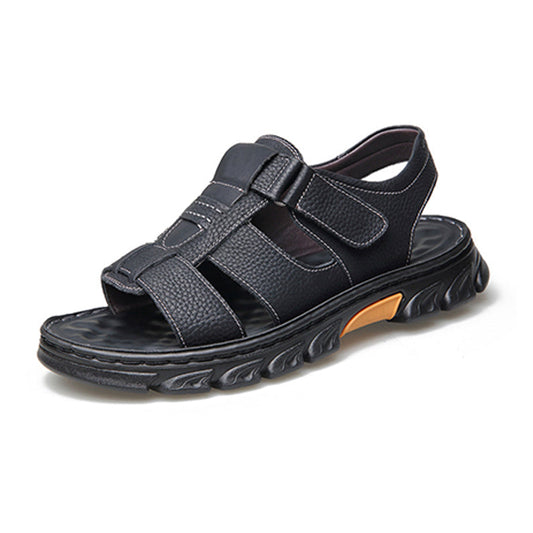 Armin | Robuste Herren-Sandalen in Lederoptik mit Anti-Rutsch-Sohle