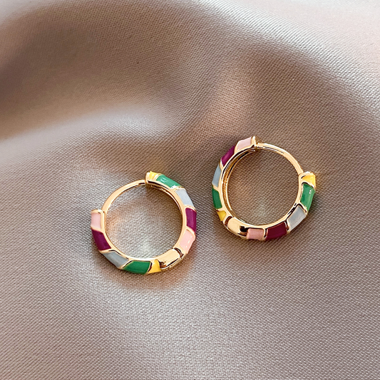 Anya | Enamel Gold Elegant Earrings