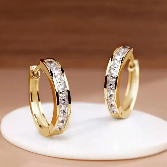 Bobbie | Gold Crystal Hoop Earrings