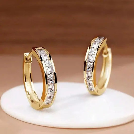 Bobbie | Gold Crystal Hoop Earrings