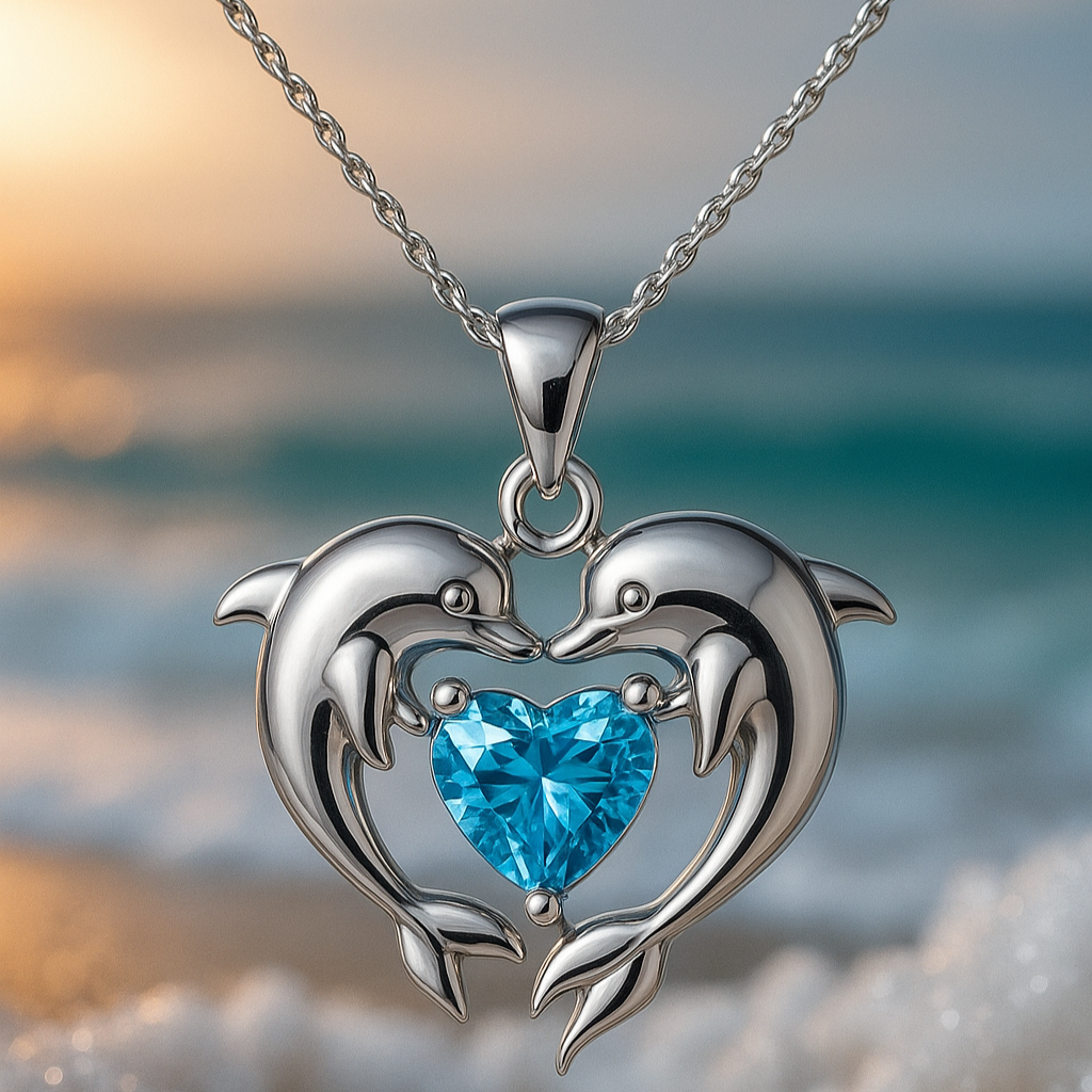 Beatrix | Double Dolphin Opal-Effect Silver Necklace