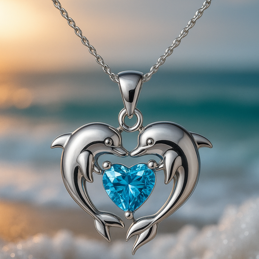 Beatrix | Double Dolphin Opal-Effect Silver Necklace