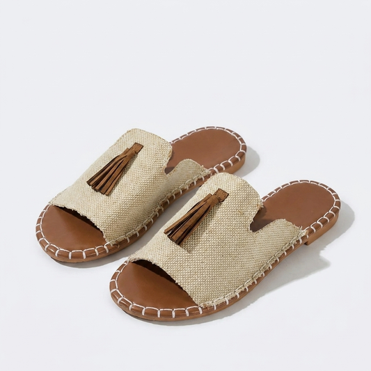 Annemarie | Fringed Flat Sandals in Ethnic Style