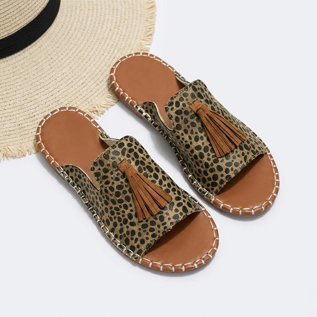 Annemarie | Fringed Flat Sandals in Ethnic Style