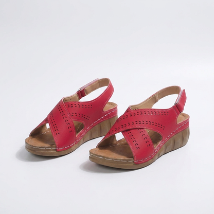 Jasmine | Orthopaedic Faux Leather Sandals with Wedge Heel