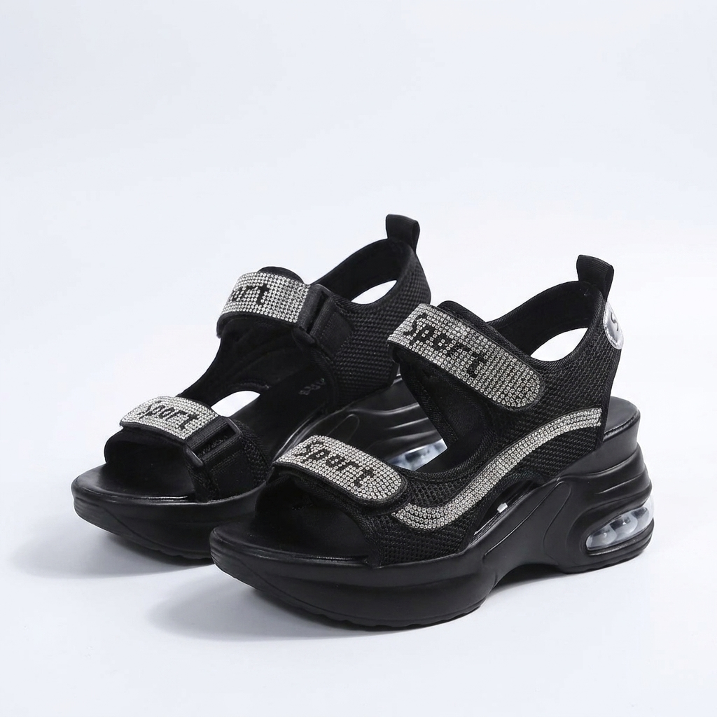 Inga | Orthopaedic Comfort Platform Sandals with Crystal Straps
