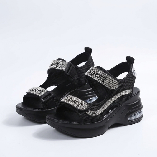 Inga | Orthopaedic Comfort Platform Sandals with Crystal Straps