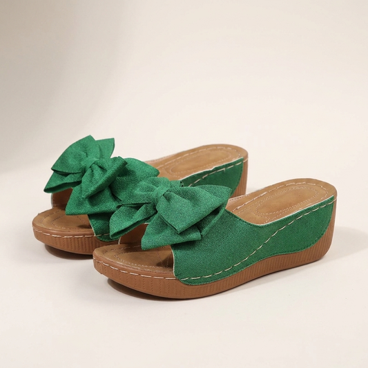 Imogen | Wedge Sandals with Bow and Open Toe