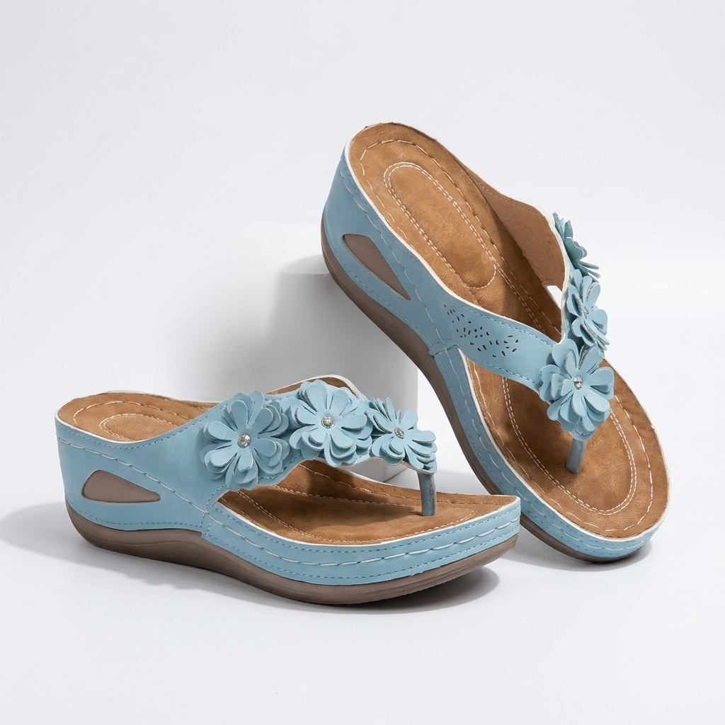 Elsie | Comfort Sandals with Decorative Floral Straps