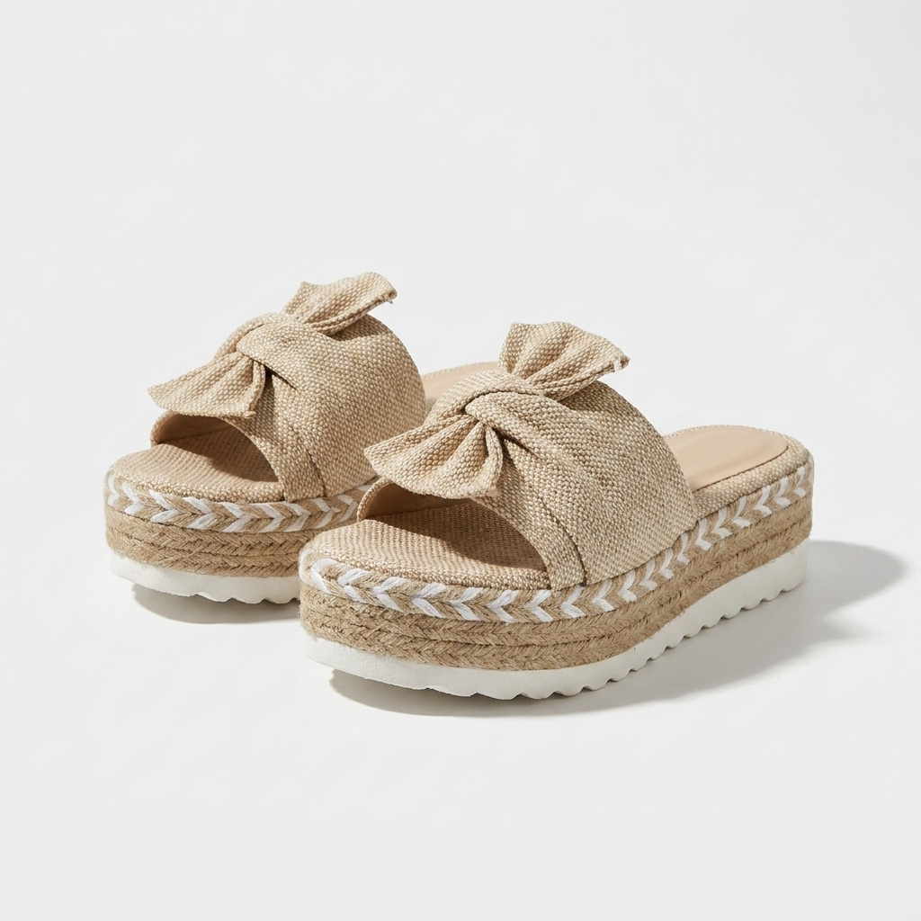 Eleanora | Sandals with Braided Sole and Large Bow