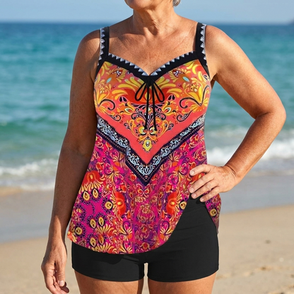 Dorothee | Printed Swimsuit with Top and Shorts