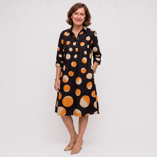 Vera | Sunset Dot Print Shirt Dress