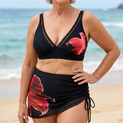 Aurelia | Three-Piece Bikini Set with Mesh Overskirt