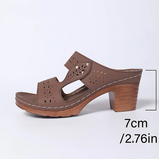 Theresa | Elegant Ethnic-Style Comfort Sandals with Block Heel