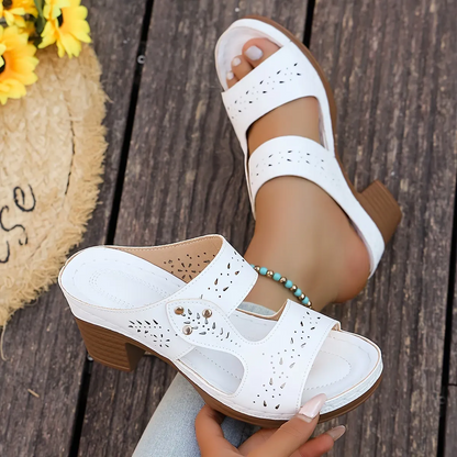Theresa | Elegant Ethnic-Style Comfort Sandals with Block Heel