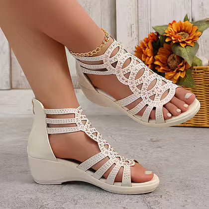 Erin | Comfortable Wedge Sandals with Sparkly Straps