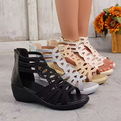 Erin | Comfortable Wedge Sandals with Sparkly Straps