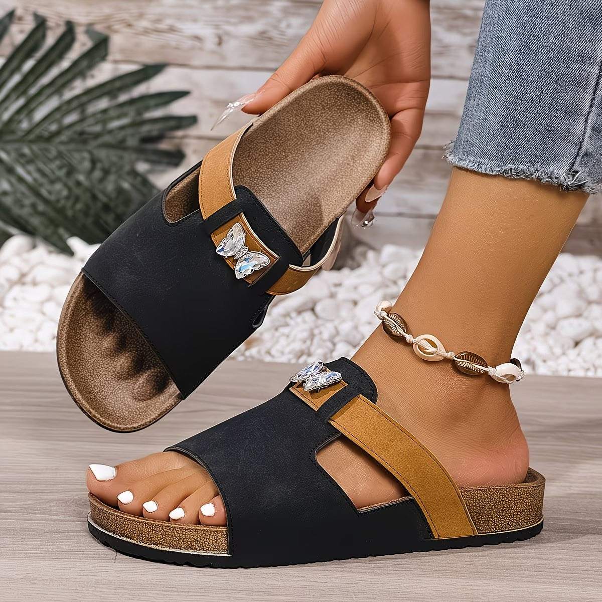 Andrea | Platform Sandals with Elegant Jewelled Clasp