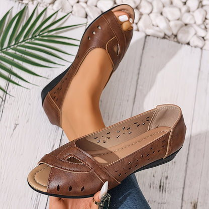 Irene | Elegant Peep-Toe Sandals with Perforated Pattern