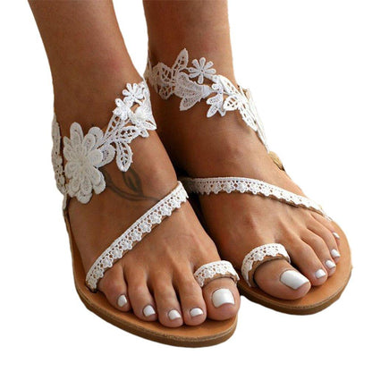 Marlene | Flat Sandals with Lace Design