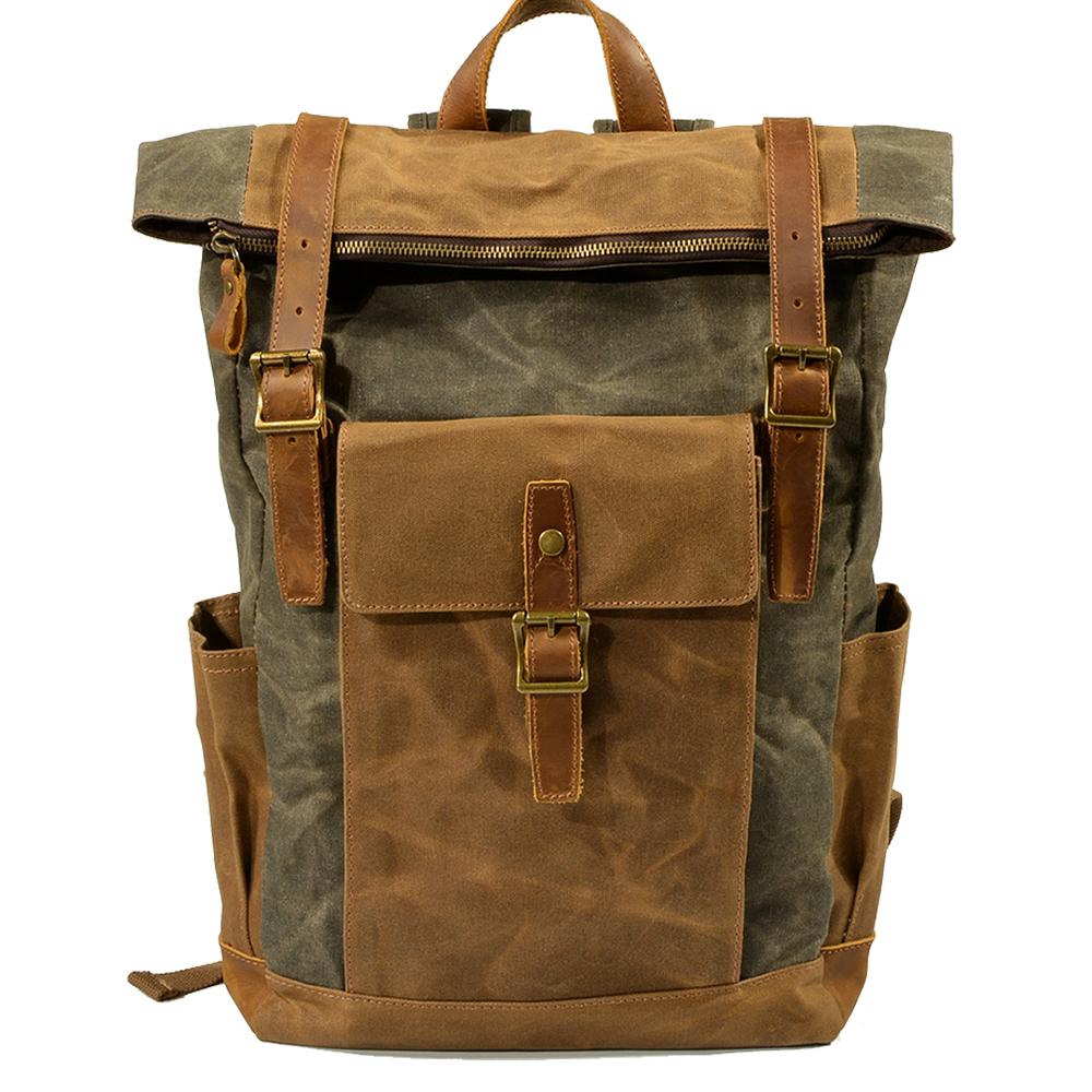 Kalgoorlie waxed canvas backpack in Army Green — Beverley Lane
