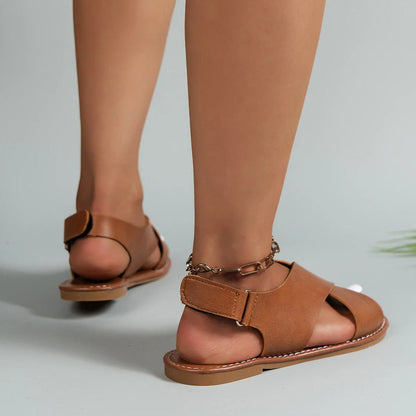 Joanna | Faux Leather Sandals with Buckle