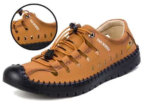 Wesley | Outdoor Aviator Sandals in Leather with Toe Wrap