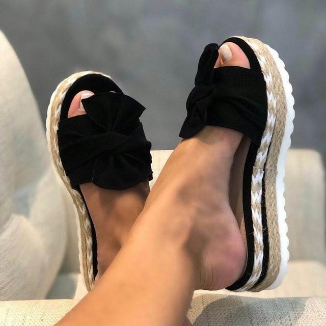 Eleanora | Sandals with Braided Sole and Large Bow