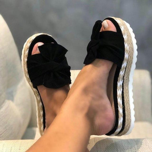 Eleanora | Sandals with Braided Sole and Large Bow