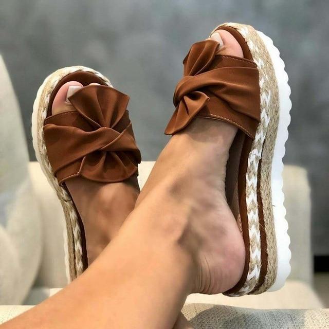 Eleanora | Sandals with Braided Sole and Large Bow