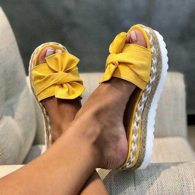 Eleanora | Sandals with Braided Sole and Large Bow