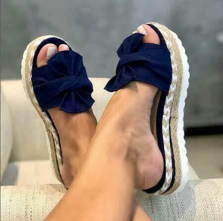 Eleanora | Sandals with Braided Sole and Large Bow