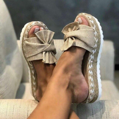 Eleanora | Sandals with Braided Sole and Large Bow