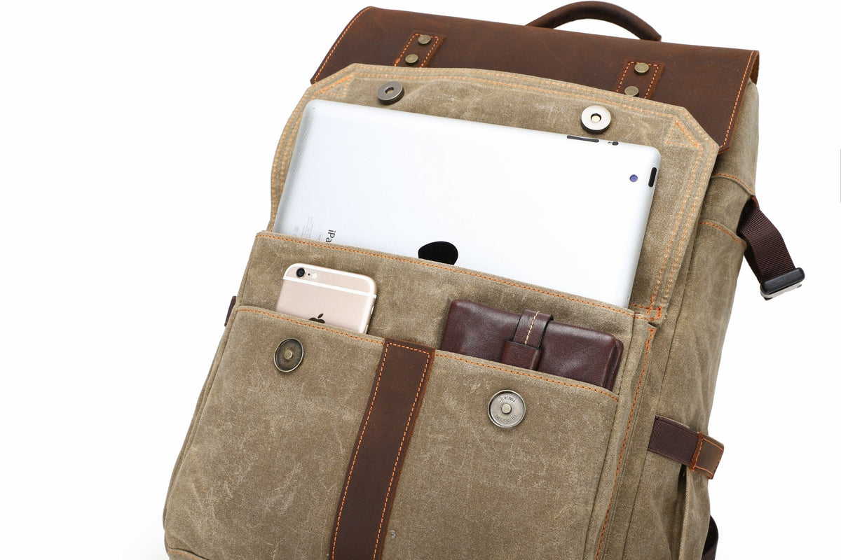 Kaikoura waxed canvas camera backpack — Beverley Lane
