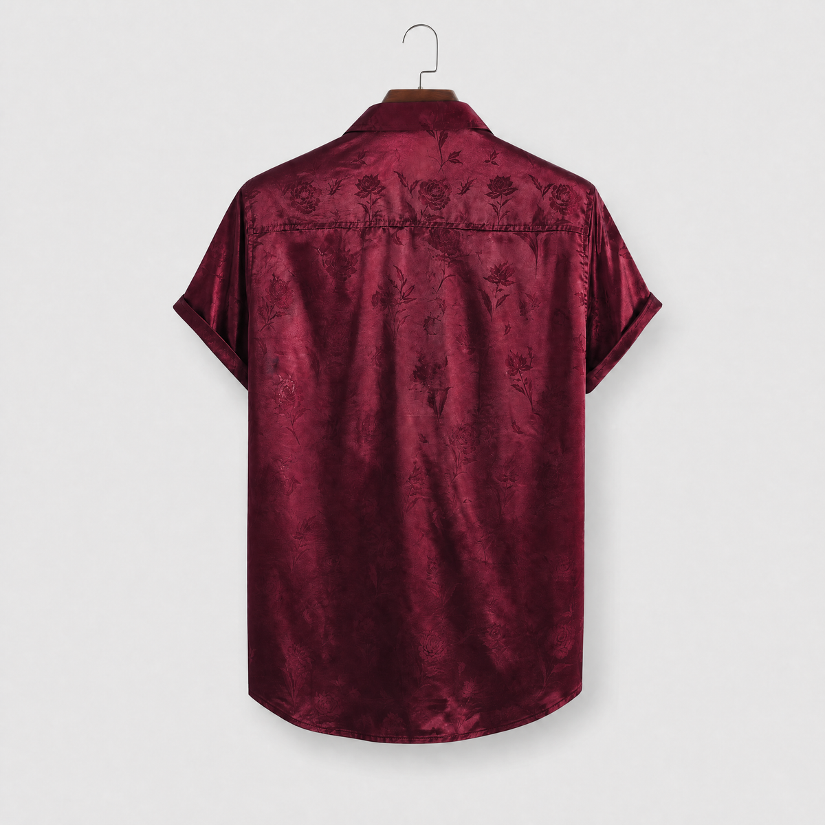 Damian | Jacquard Weave Short-Sleeve Shirt with Floral Pattern for Men