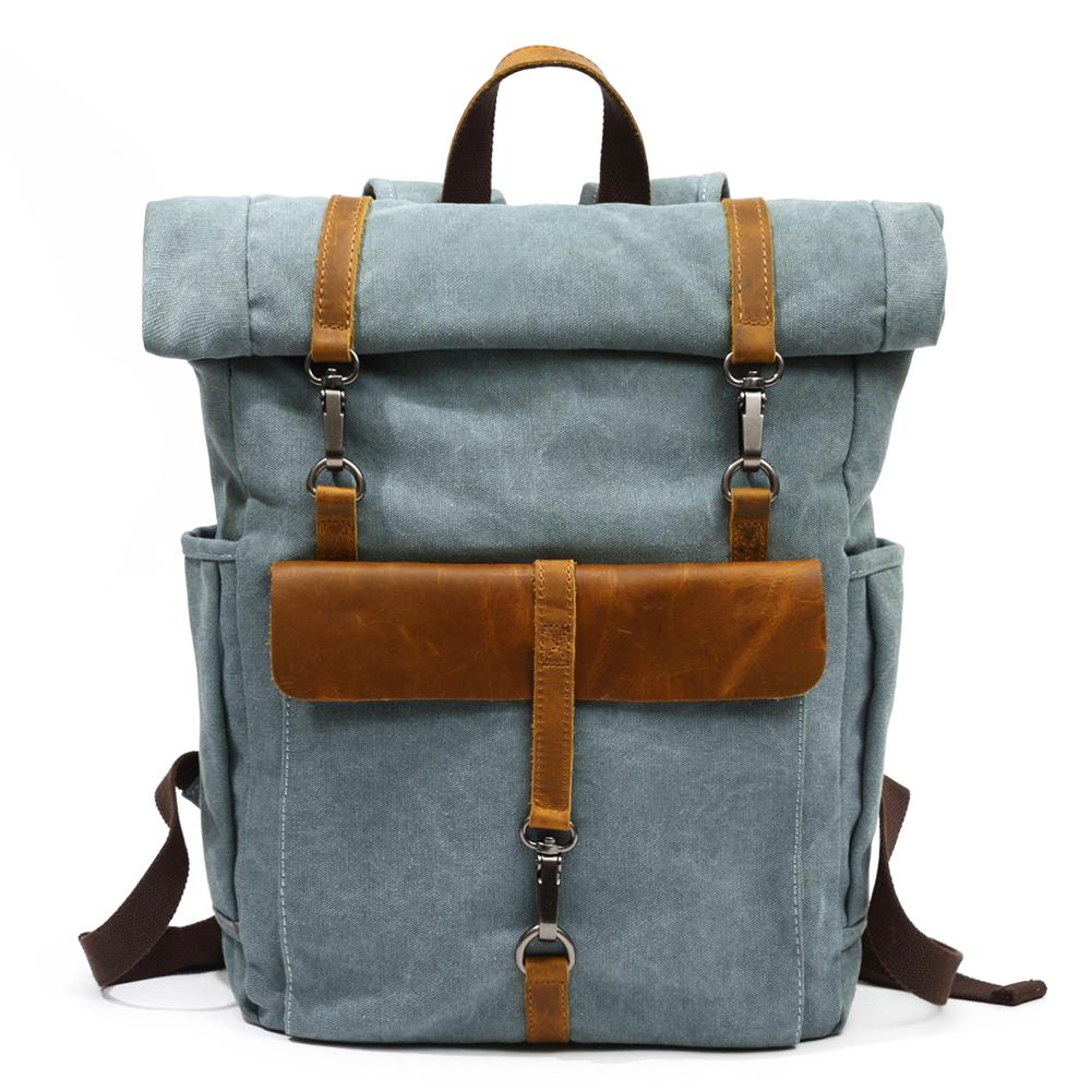 Sydney cotton canvas backpack in Light Blue — Beverley Lane