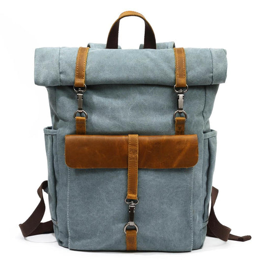 Sydney cotton canvas backpack in Light Blue — Beverley Lane