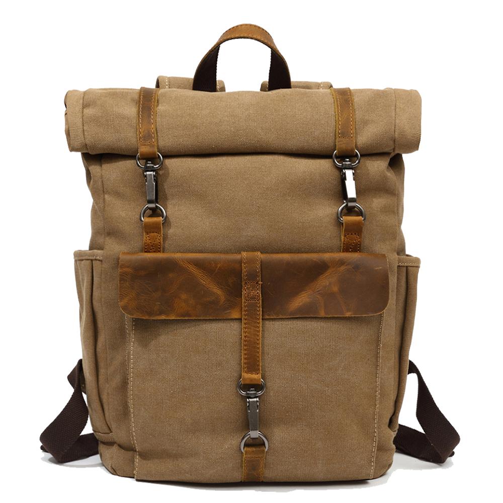 Sydney cotton canvas backpack in Khaki — Beverley Lane