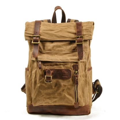 Mornington waxed canvas rolltop backpack in Khaki — Beverley Lane