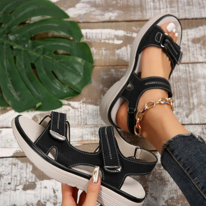 Elana | Comfortable Wedge Sandals with Adjustable Velcro Straps