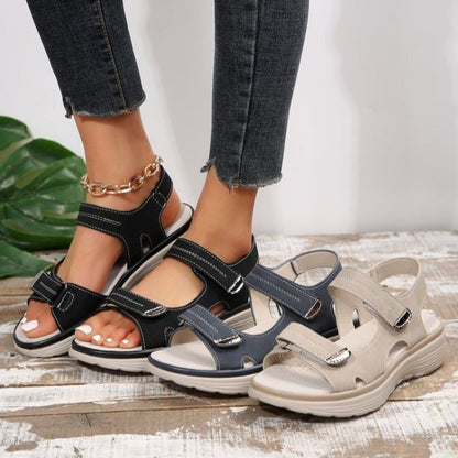 Elana | Comfortable Wedge Sandals with Adjustable Velcro Straps