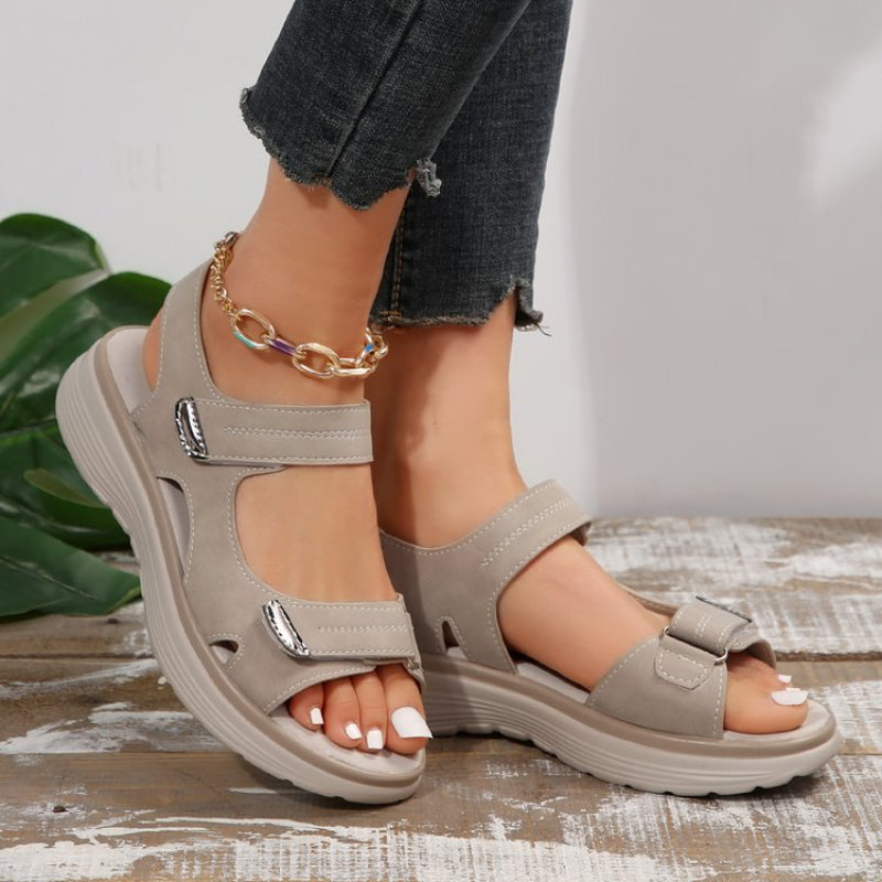 Elana | Comfortable Wedge Sandals with Adjustable Velcro Straps