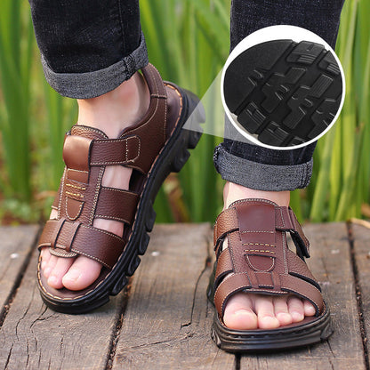 Armin | Robuste Herren-Sandalen in Lederoptik mit Anti-Rutsch-Sohle