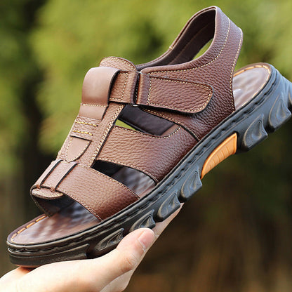 Armin | Robuste Herren-Sandalen in Lederoptik mit Anti-Rutsch-Sohle