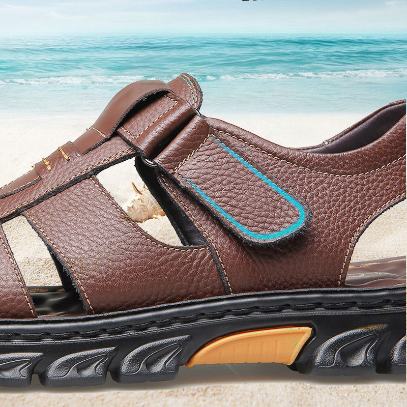 Armin | Robuste Herren-Sandalen in Lederoptik mit Anti-Rutsch-Sohle
