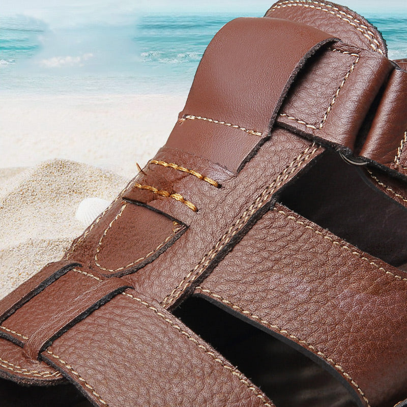 Armin | Robuste Herren-Sandalen in Lederoptik mit Anti-Rutsch-Sohle