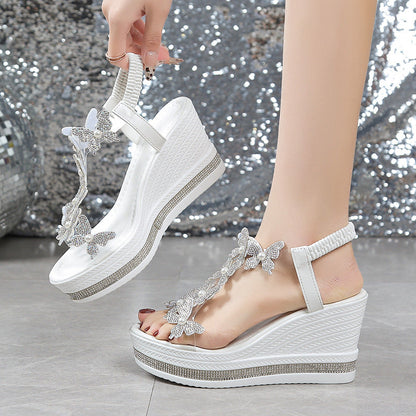 Clementine | Elegante Sandalen mit offener Spitze und Glitzerschmetterlingen