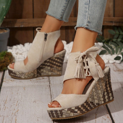 Genoveva | Wedge Sandals with Tassel Detail
