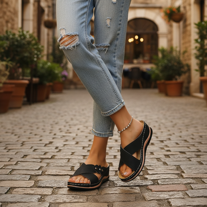 Ilona | Comfortable Wedge Sandals with Crossover Straps