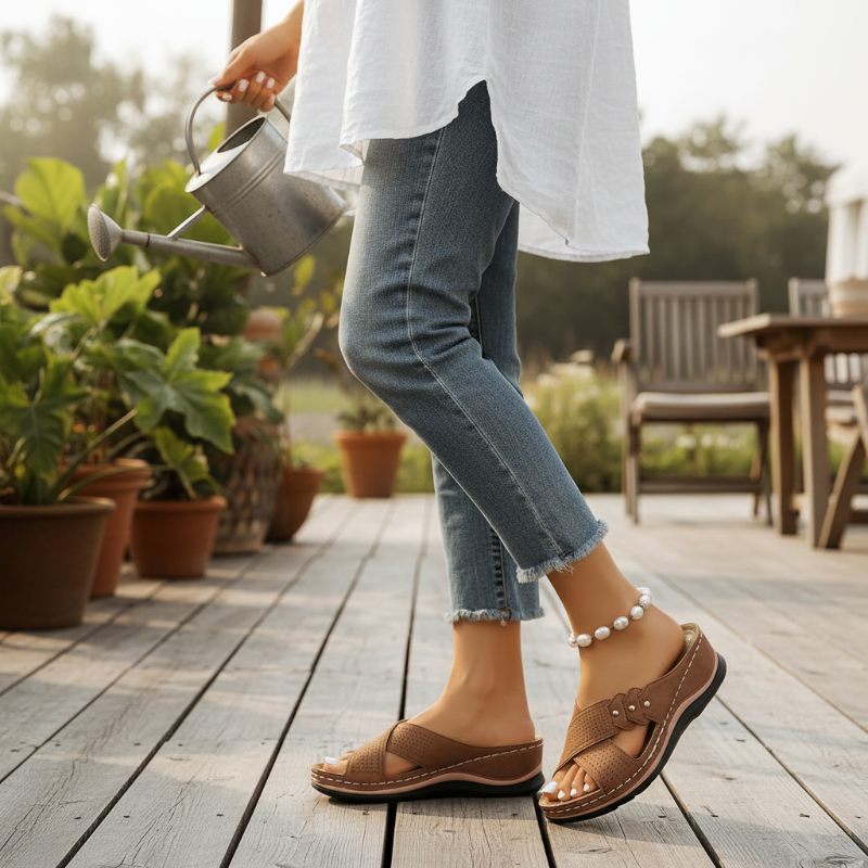 Ilona | Comfortable Wedge Sandals with Crossover Straps